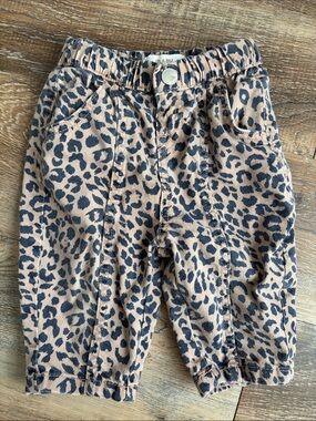 Baby Leopard Print barrel Pants - Tan/Black